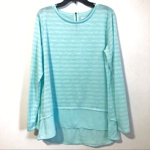 Stylus | Baby Blue Handkerchief Zippered Blouse